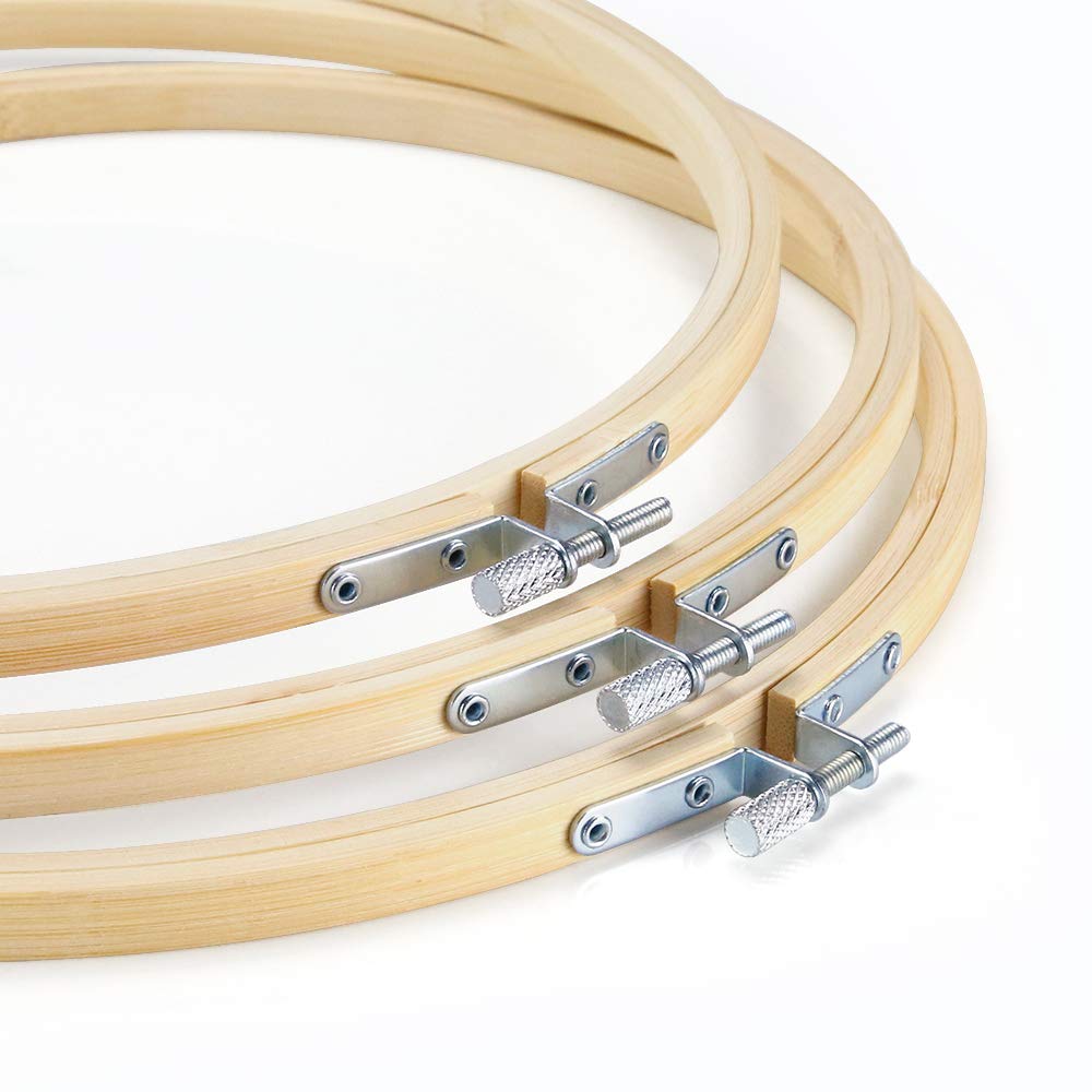Caydo 3 Pack 12 Inch Wood Embroidery Hoop Circle Cross Stitch Hoop Ring for Art Craft Handy Sewing