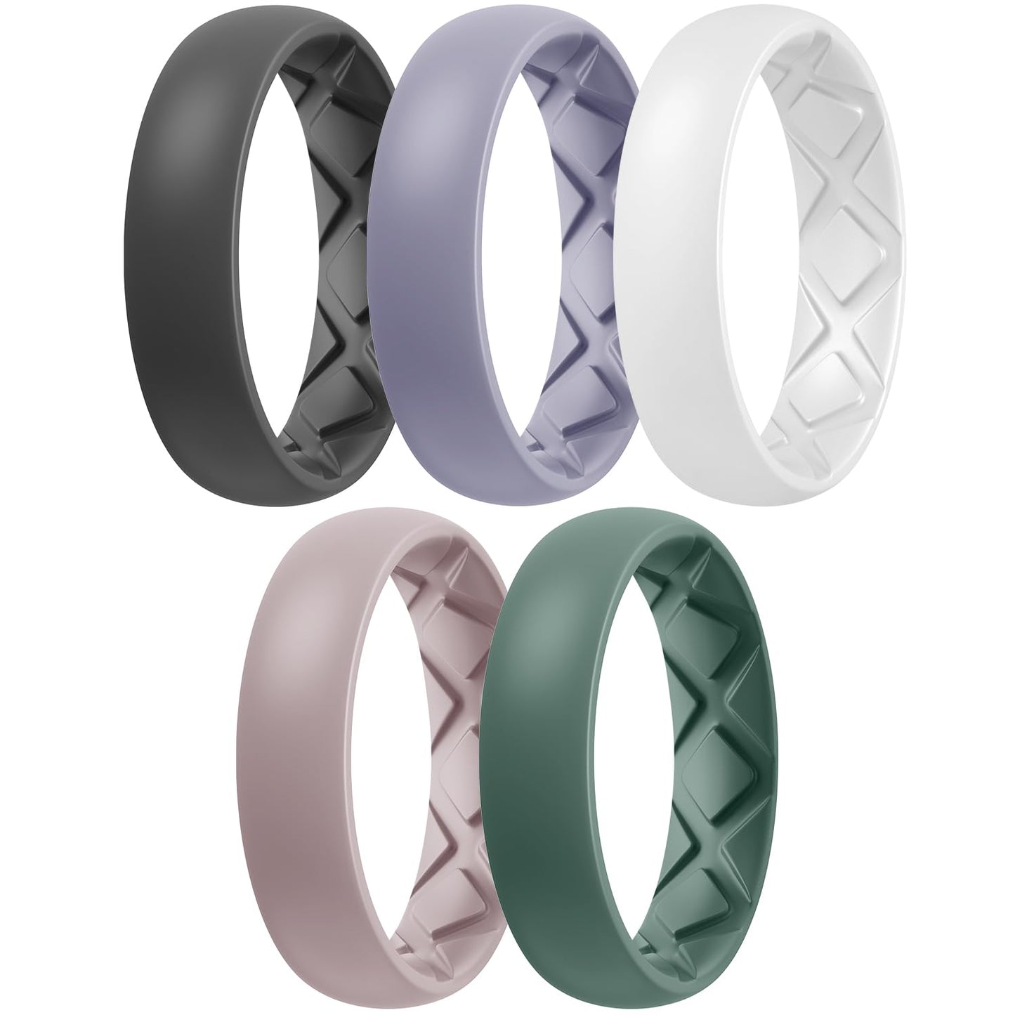Egnaro Women's Engagement Rings, Silicone Inner Arc Ergonomic Breathable Design with half sizes, Rubber Wedding Band Rings，5.5mm Wide-2mm Thick