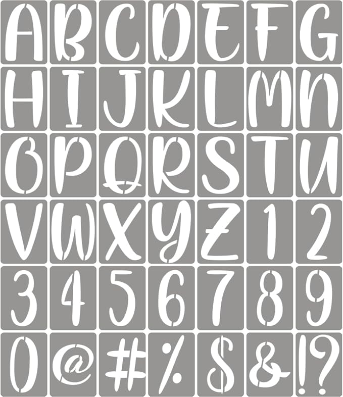 XANGEY 7 Inch Letter Stencils for Painting - 42 Pack Alphabet Letter Number Templates with Signs, Reusable Plastic Alphabet Stencils for Chalkboard Fabric Rock Wood Crafts Painting