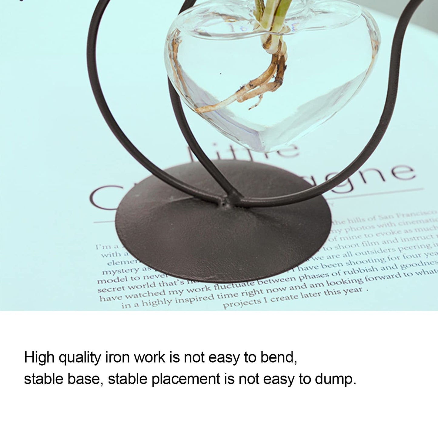 Cat Glass Planter Vase Holder - Plant Terrarium - Simple Cat Iron Flower Ware Hydroponic Flower Arrangement Vase (Sit)