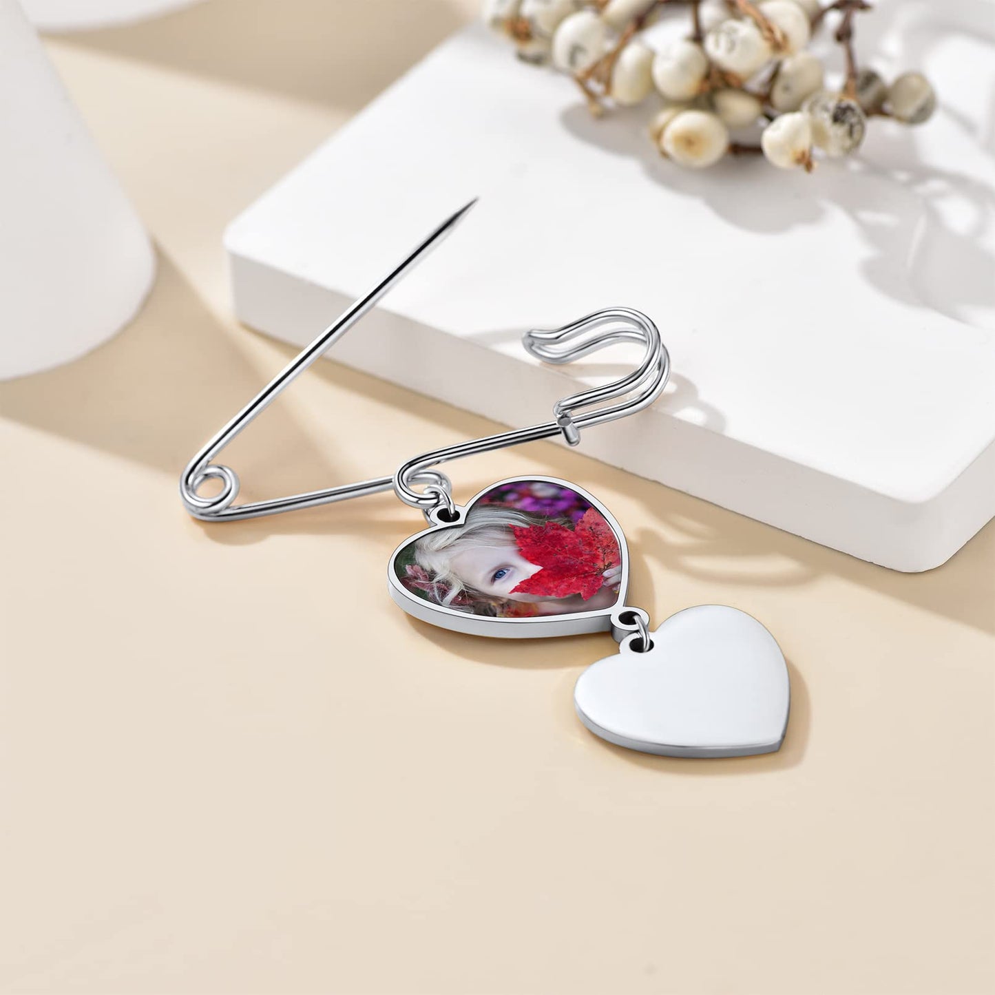 Custom4U Pin with Picture for Groom Custom Memorial Photo Bouquet Charm