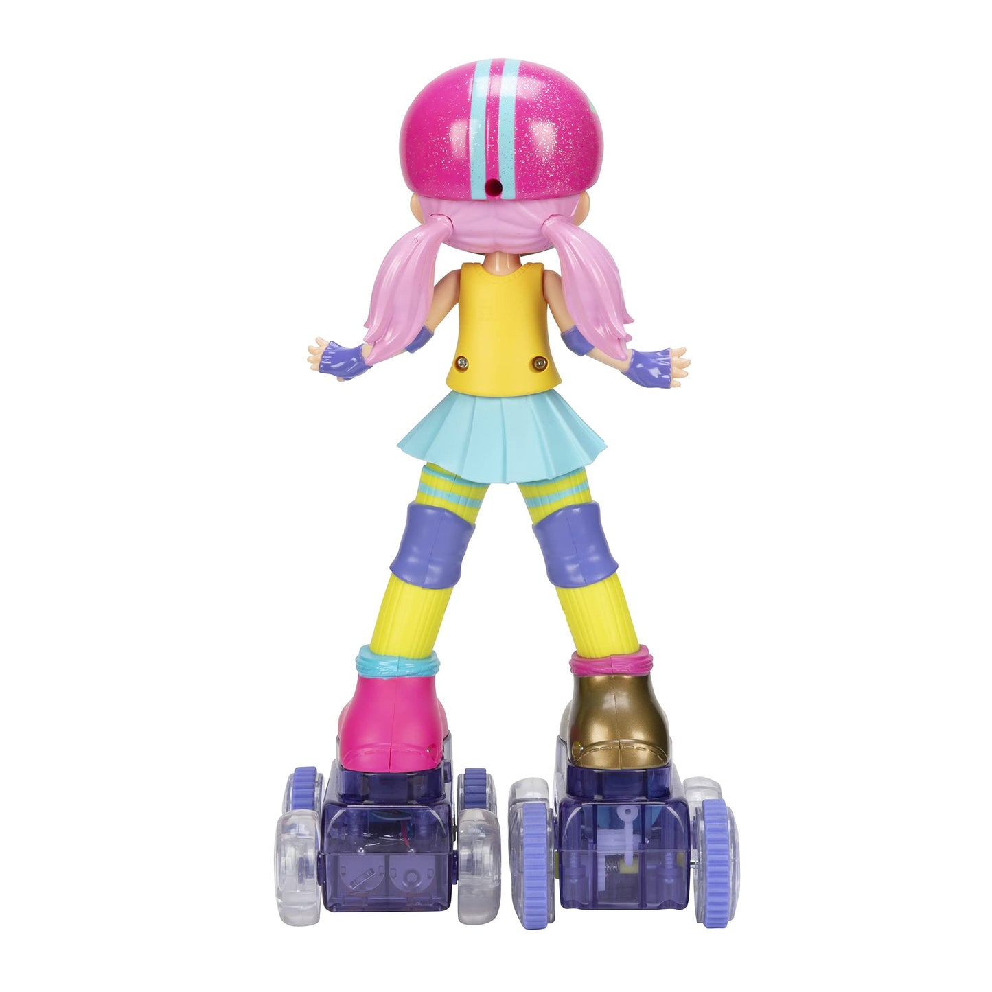 Rock N Rollerskate Doll Rainbow Riley Light Up Remote Control Rollerskating Doll - Plays Music and Skates!, 10" H