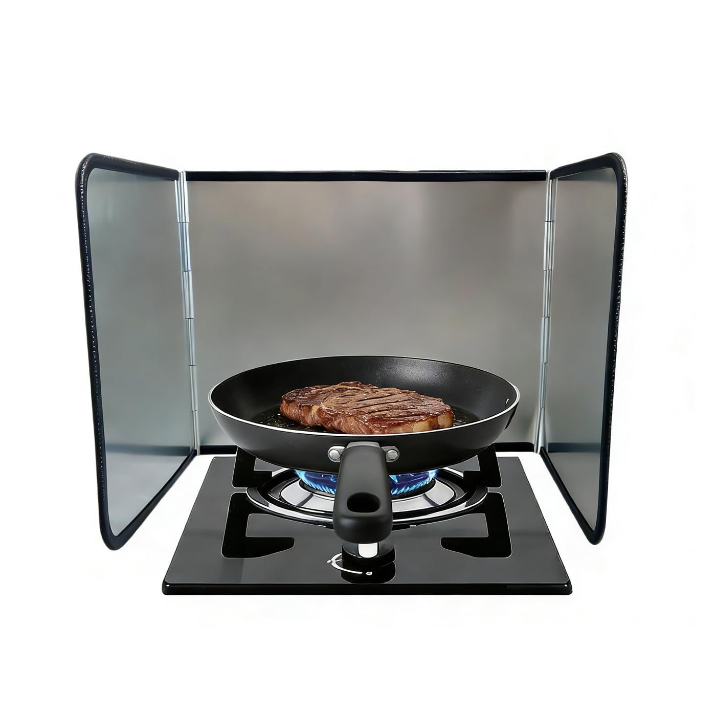 Foldable 3-Sided Stainless Steel Oil Splatter Guard – Heat-Resistant Stove Shield, Collapsible Grease Splash Protector for Cooking & Frying 14.7 * 11.8 * 11.4