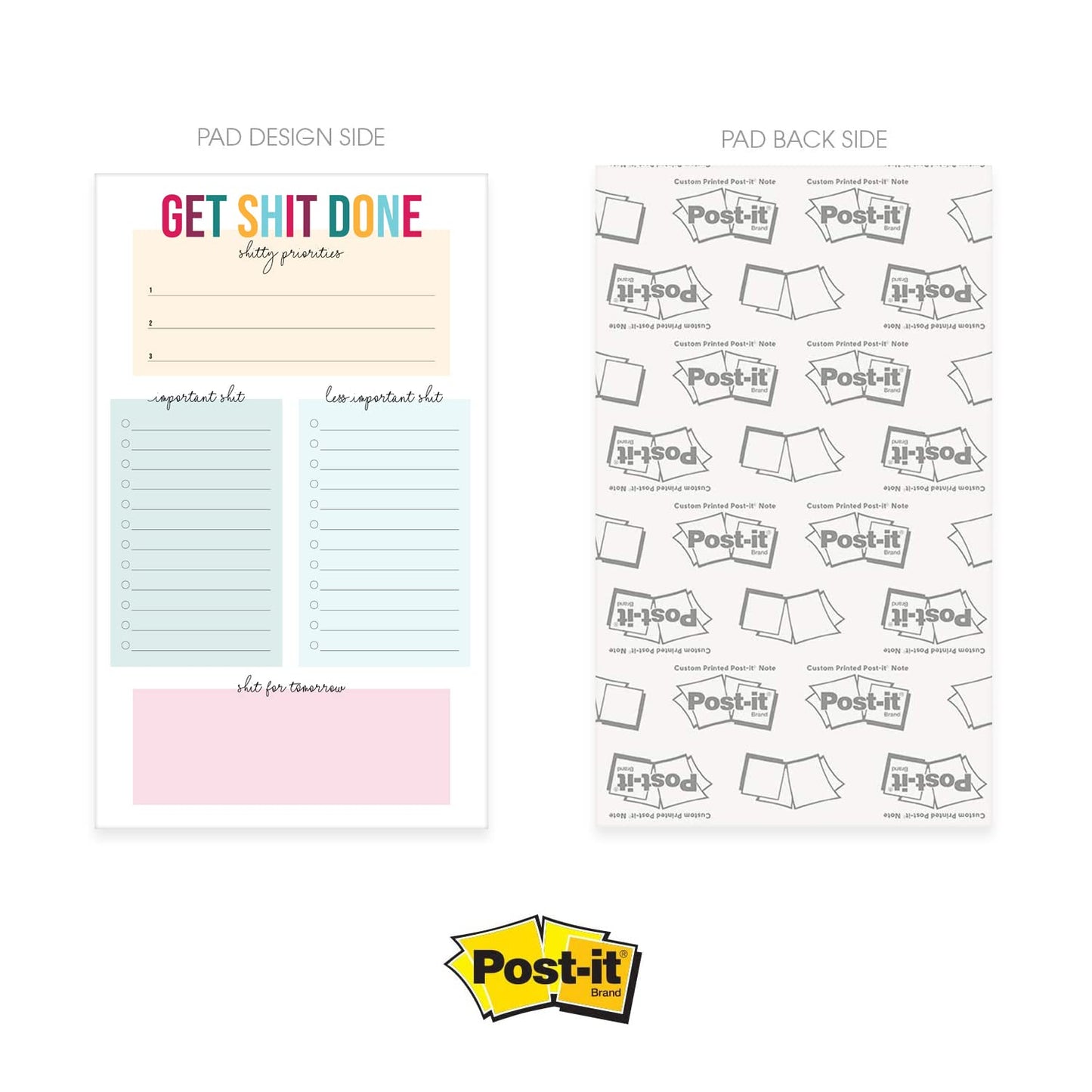 Get Shit Done to Do List / 6" x 10" Hilarious Sticky Note Fill in Task List / 50 Sheets Per Pad/Snarky Sticky Note Schedule Checklist/Made in USA