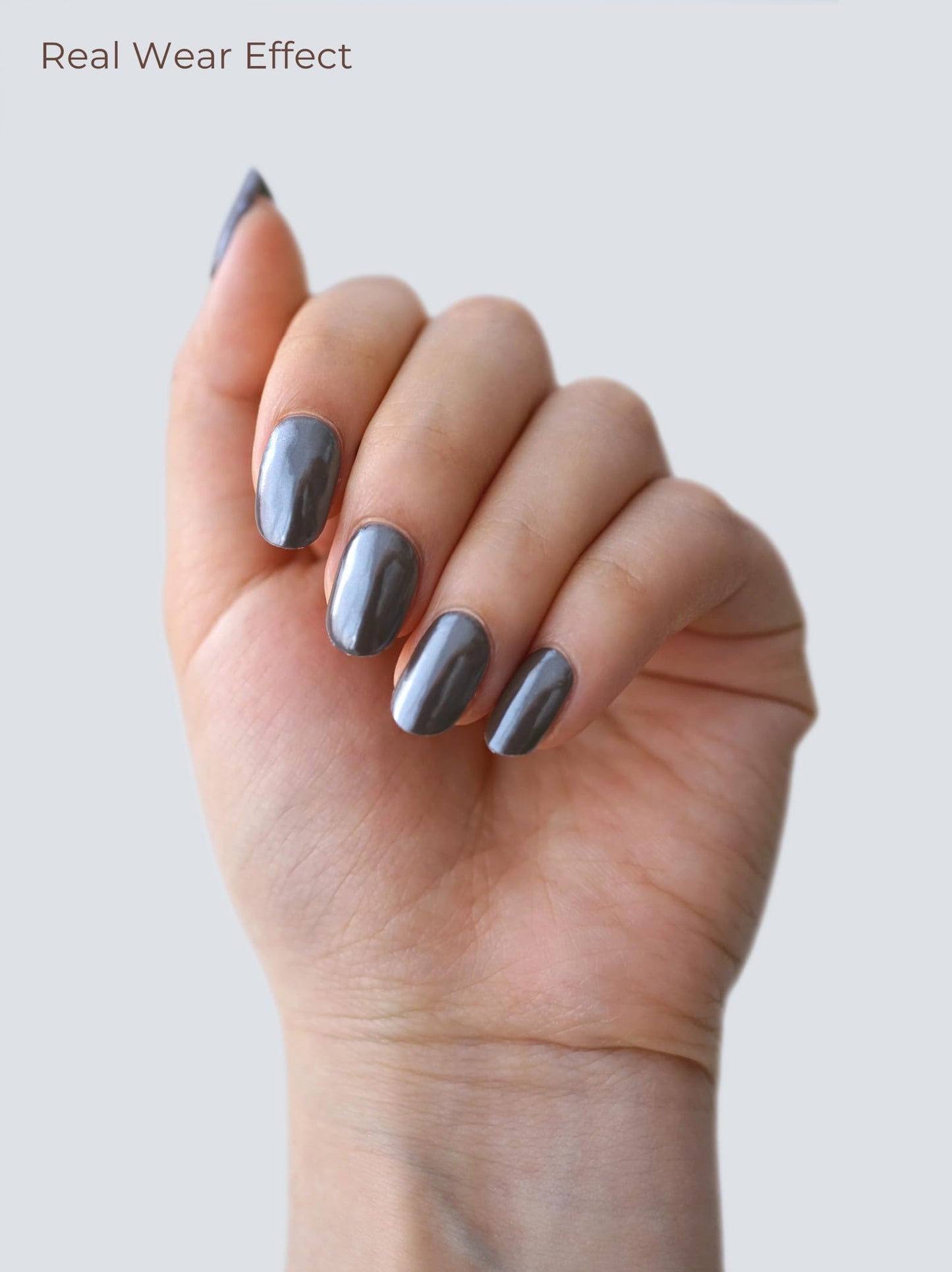 Beaolata Real Gel Nail Strips (No UV Light Needed) - 44Pcs Salon Quality Nail Stickers - Long Lasting Polish Wraps for Women, Easy Apply & Remove (Chrome Cocoa Brown)