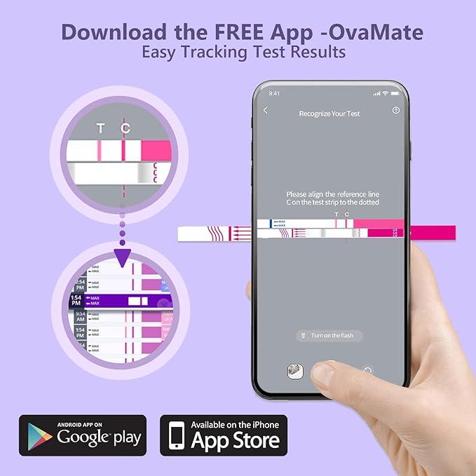 Ovulation Test Strips, Ovulation Predictor Kit,Women Fertility Tracking and Pregnancy Planning Kit with Free Ovulation Calculator iOS and Android APP-50 Tests