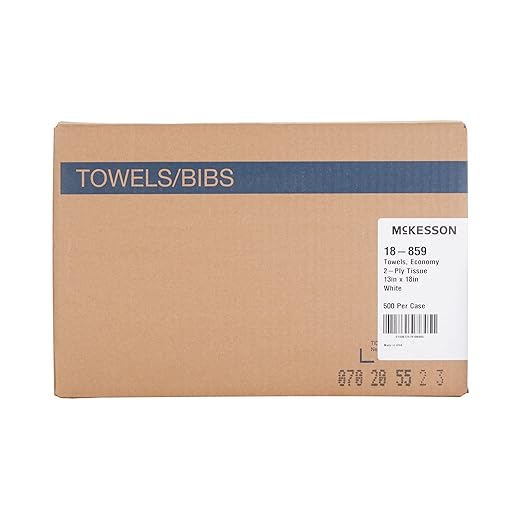 McKesson Disposable Towels [Pack of 500] for Dental Bibs, Nails, Tattoo, Dentist, Medical - 13 x 18 in, 2-Ply Tissue, Waffle Embossed, White
