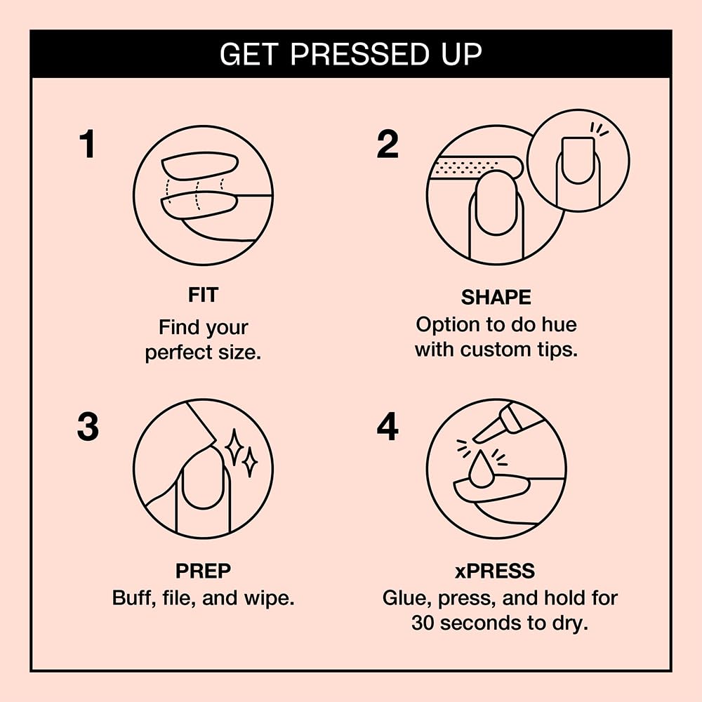 OPI xPRESS/ON Press on Nails | Short Round Light Solid Nail Art Press On Nails | With Nail Glue | Long Lasting, Reusable, Non-damaging
