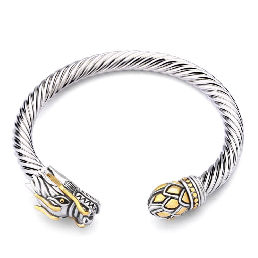 UNY JEWEL Jewelry Chinese Dragon Twisted Cable Wire Bracelet Cuff Bangle Vintage Cable Classics (Dragon Cable Cuff)