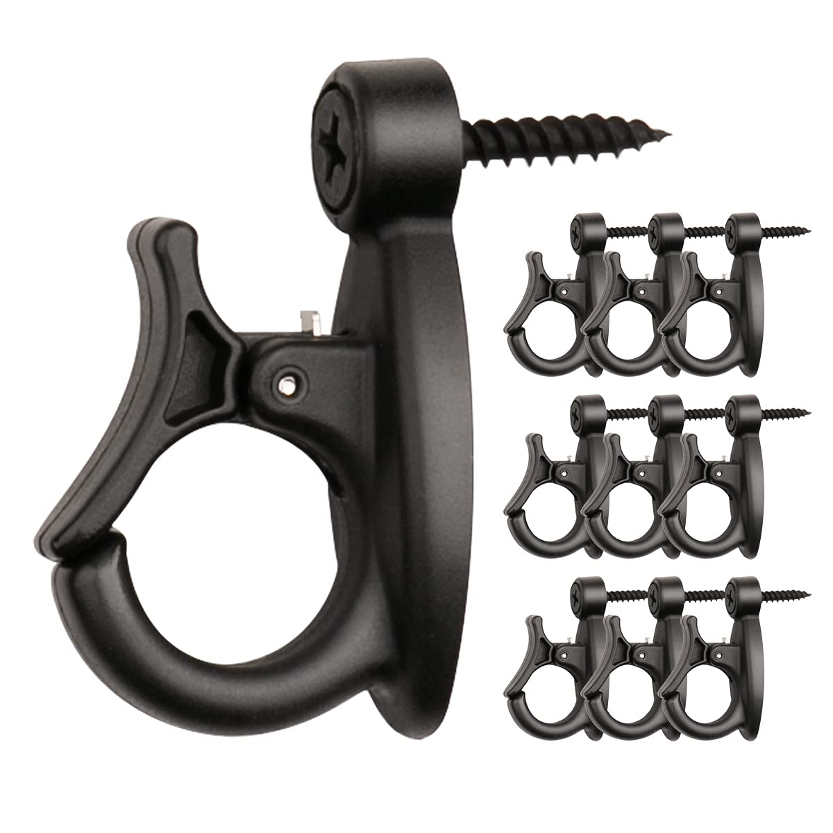 GEZIDEA Light Hanger Hooks,String Light Hooks,Screw-in Hooks for Hanging String Lights and Wire,Plants,Wind Chimes,Plastic,Black,20 Pack