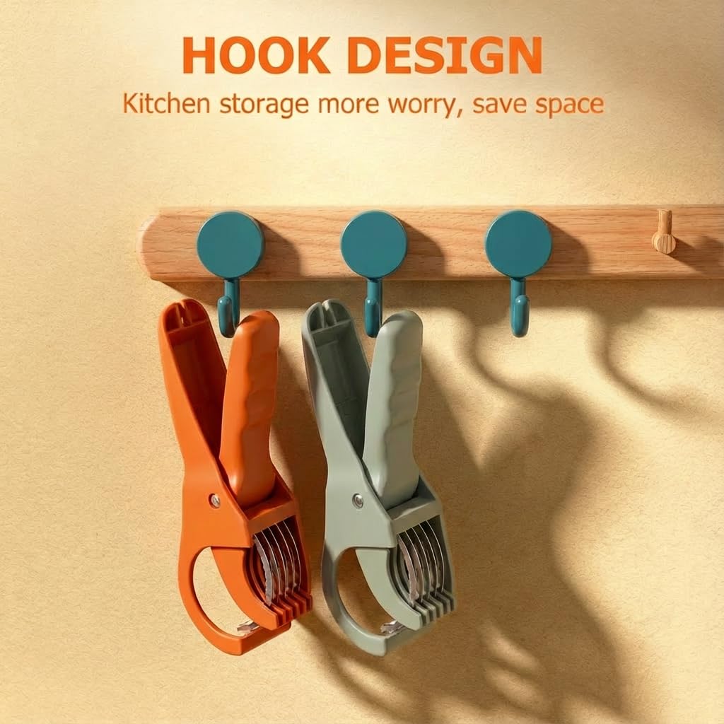 2 Pcs Multifunctional Fruit and Vegetable Slicer with 2 Portable Hooks, 2026 Upgraded Food Manual Slicer, Ideal for Banana, Sausages, Cucumbers, Strawberries, Essential Stuff for Kitchen or Camping