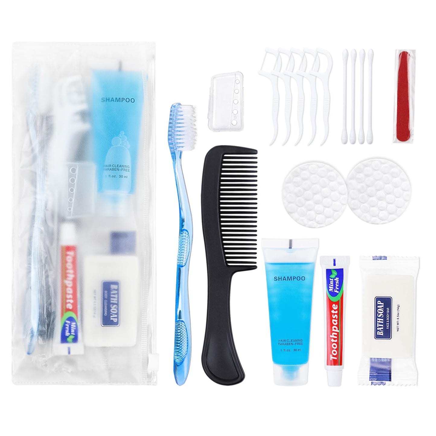 HQSLsund Basic Toiletry Kits, Individually Packed, Personal Hygiene Kit Bulk Homeless Care Package Supplies Travel Size Toiletry Kit for Men Women Charity Reusable Toiletry Bag (Pack of 5)