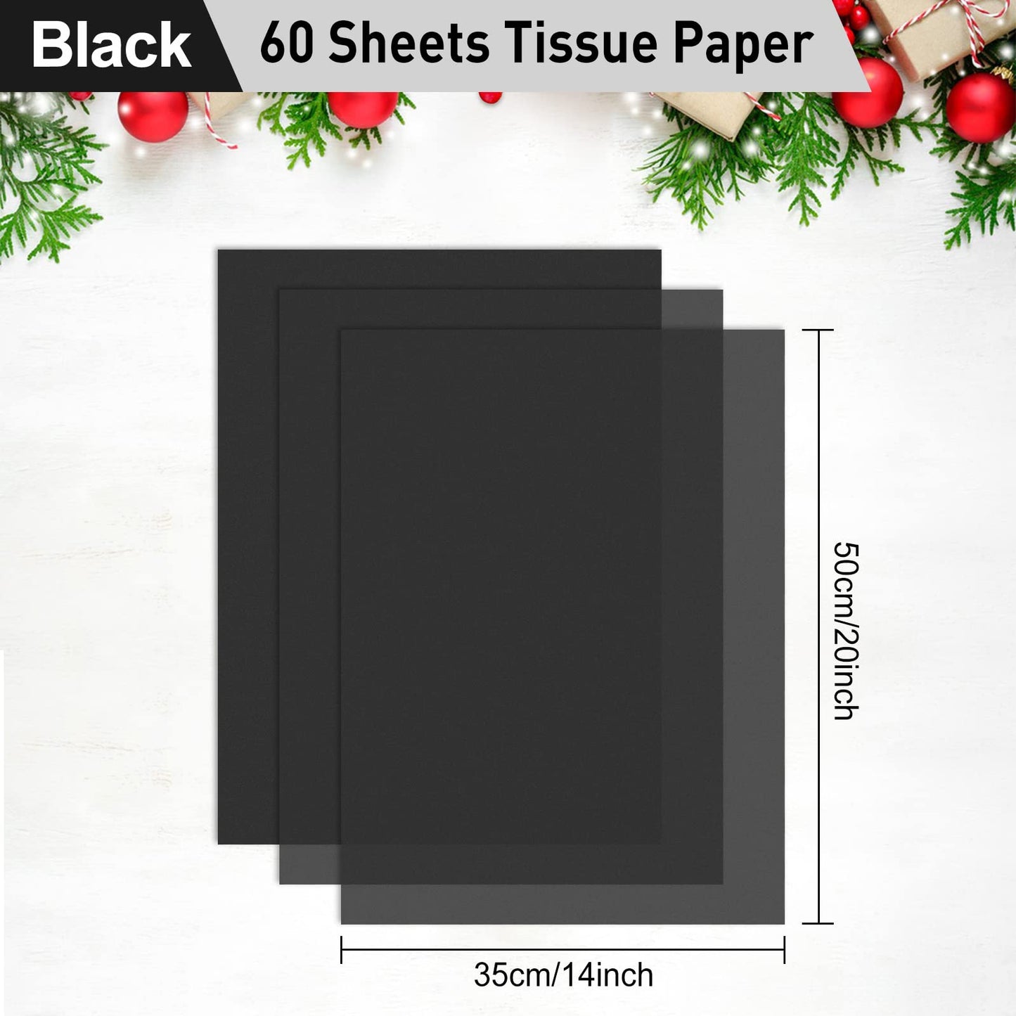 NEBURORA 60 Sheets Black Tissue Paper Bundles 64 Pcs Balls Cake Toppers and Leaves Decoration for Halloween Party,Blcak Party Decoration