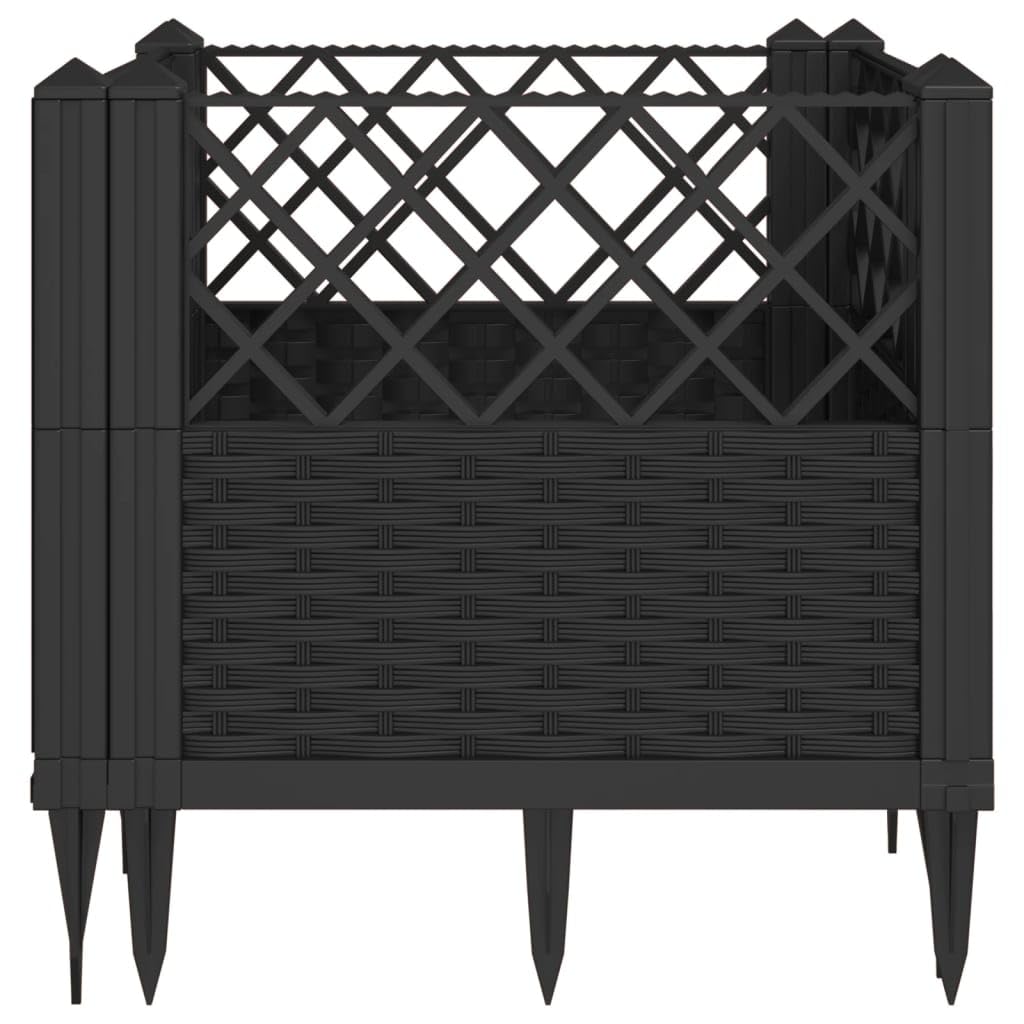 ZXQVLMRS 17.1 Inch Square Garden Planter, Modular Outdoor Plant Pot with Basketweave Pattern, Durable Matte Black Flower Container for Patio, Balcony, and Terrace Decor