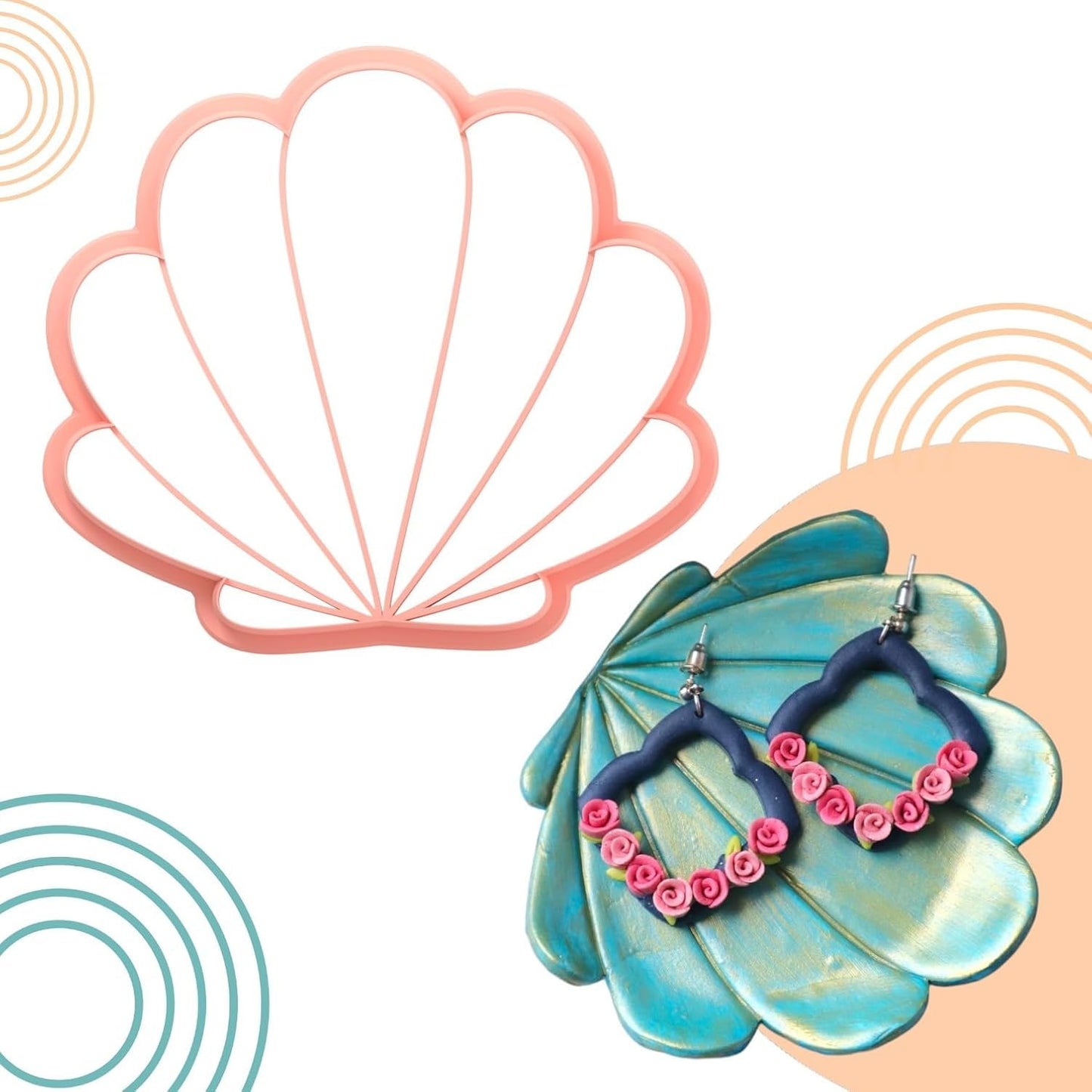 GOTO CLAY TOOLS Trinket Cutter Set for Polymer Clay Display & Jewelry Styling – Monstera, Shell & Flower Shapes | MOSHEFL-TRI