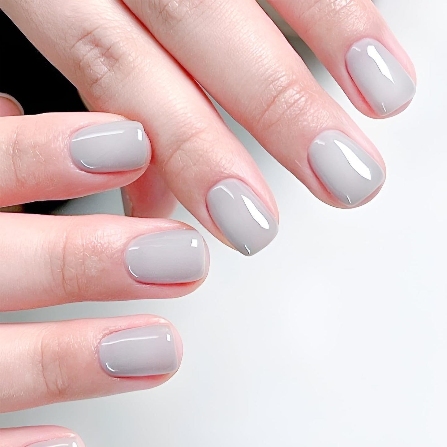 Red Press On Nails Short Square - Acrylic Solid Color False Nails - Glossy Glue On Stick On Nails for Women and Girls