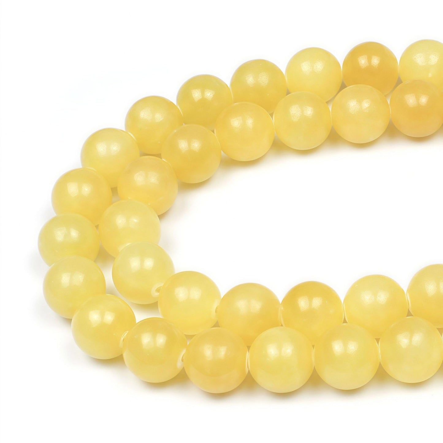 MJDCB Natural Yellow Marble Jade Round Stone Beads for Jewelry Making DIY Bracelet Necklace (10mm)