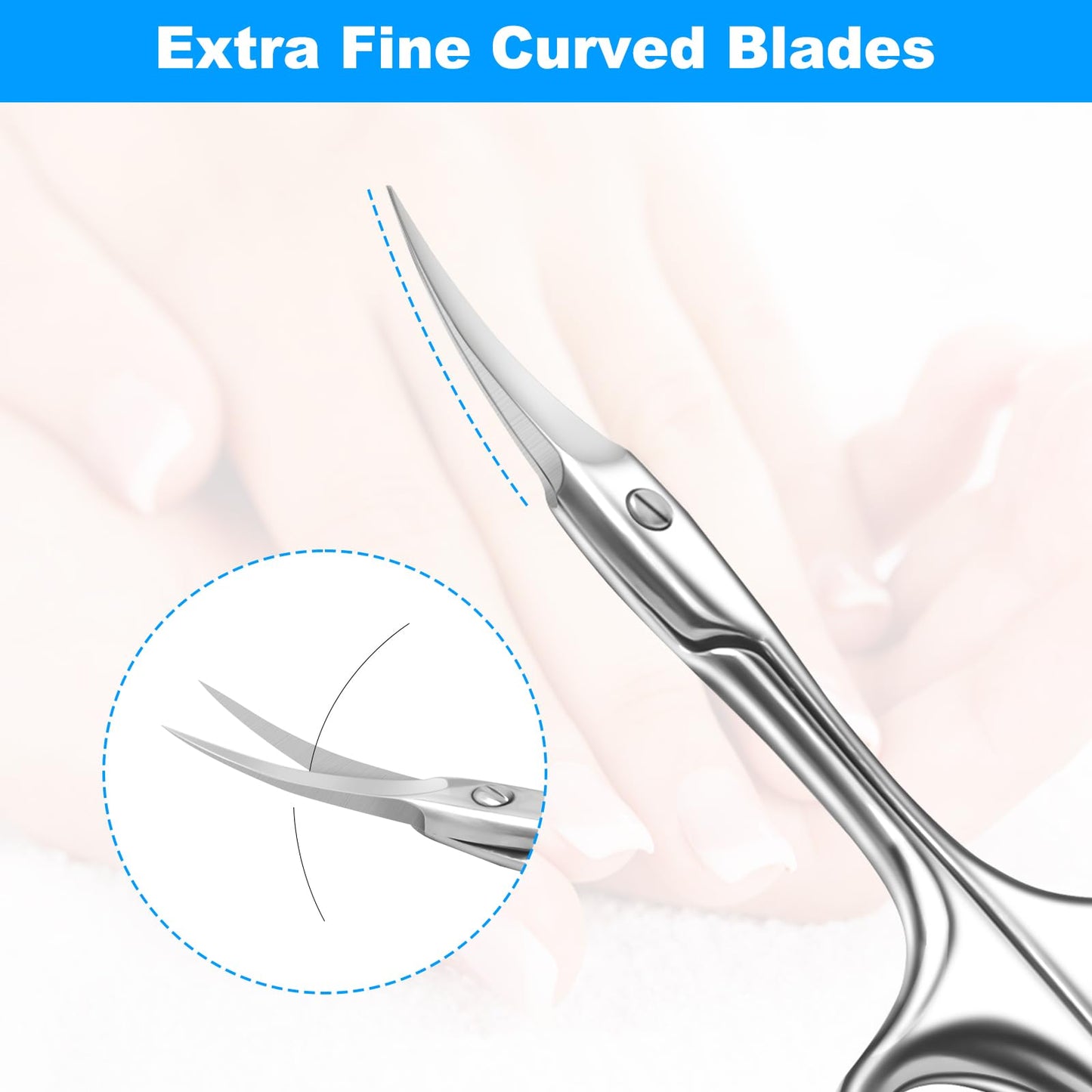 Diesisa Curved Cuticle Scissors - Professional Stainless Steel Beauty Scissors - Sharp Small - Precise Pointed Tip - for Manicure, Eyebrows, Eyelash, hair