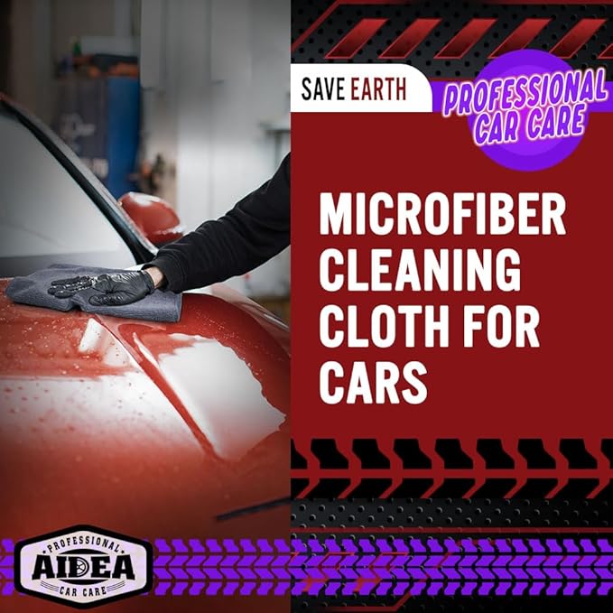 AIDEA Microfiber Cleaning Cloth Grey 50PK, Microfiber Towels for Cars, Premium Car Cloths, Dusting Cloth Lint Free Cleaning Rags for SUVs, House, Kitchen, Window, Workshops,12×12"