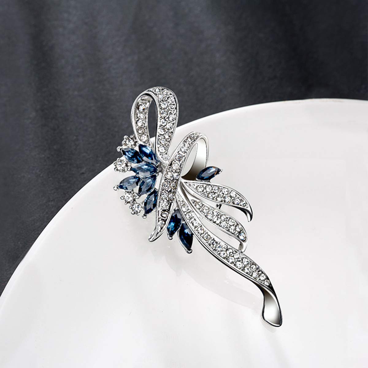 Created Crystal Brooch & Pins for Women | Vintage Brooches & Hat Pins, 2.5 Inches Blue