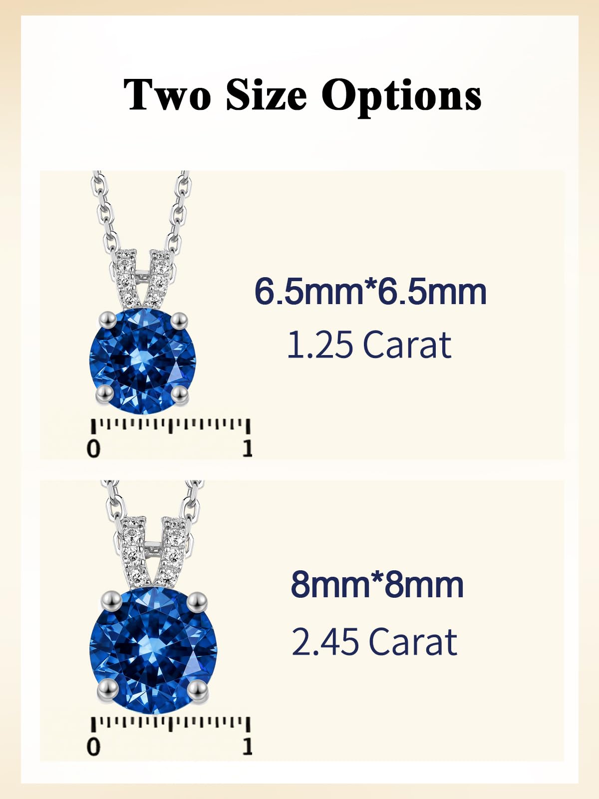 CYW Blue Sapphire Small Round Necklace for Women 925 Silver Solitaire Pendant Necklace