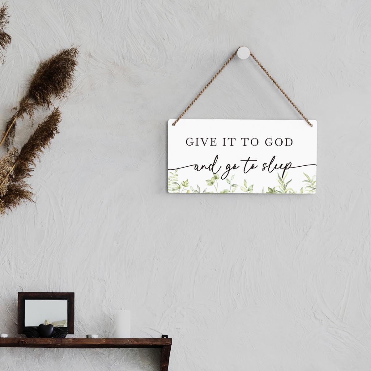 Christian Decor Give It to God And Go To Sleep Sign Rustic Bible Verse Sign Scripture Printed Wood Sign Wall Art Religious Gifts Faith Based Gifts