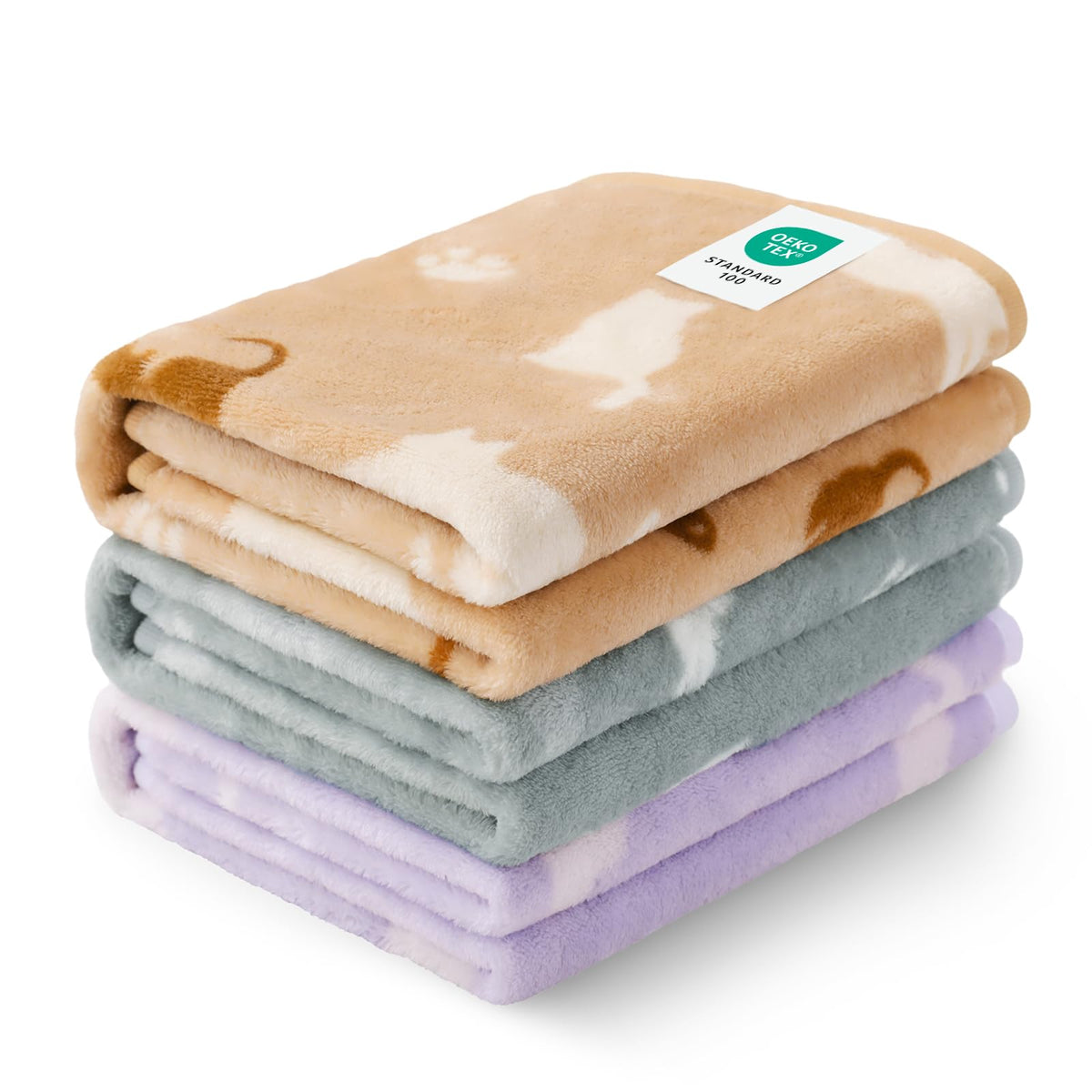 Luciphia 1 Pack 3 Blankets Fluffy Premium Fleece Pet Blanket Flannel Paw Printed Throw for Dog Cat(Medium 30x20'', Grey)