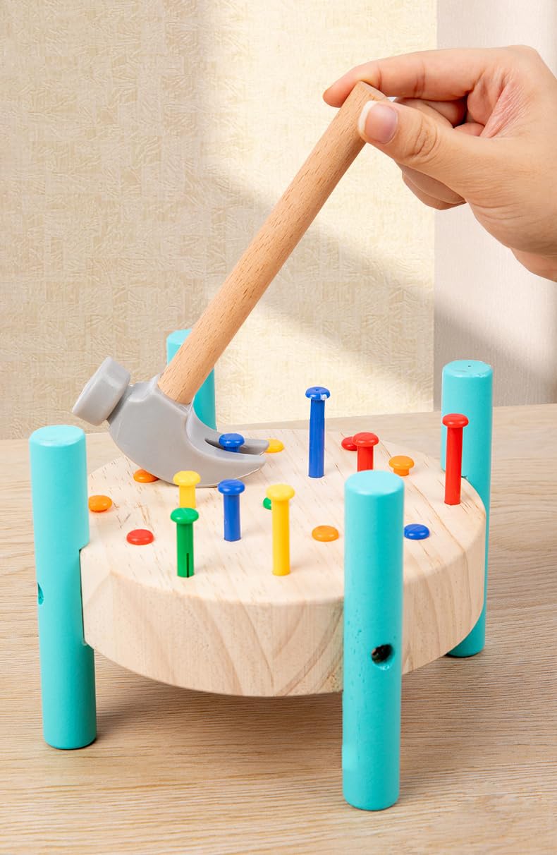QZJVKBXY Wooden Baby Workbench Pounding Hammer Toy for Toddlers,STEM Educational Preschool Learning Toys for Kids.