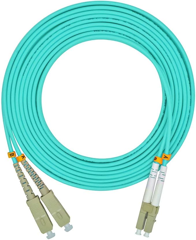 Jeirdus 2Meters 6ft LC to SC Duplex 50/125 10G OM3 Multi-Mode Fiber Optic Cable Jumper Optical Patch Cord LC-SC