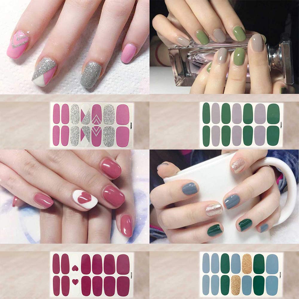 SILPECWEE 20 Sheets Glitter Nail Polish Strips Full Nail Wraps with Adhesive Nail Polish Stickers and 1pc Nail File