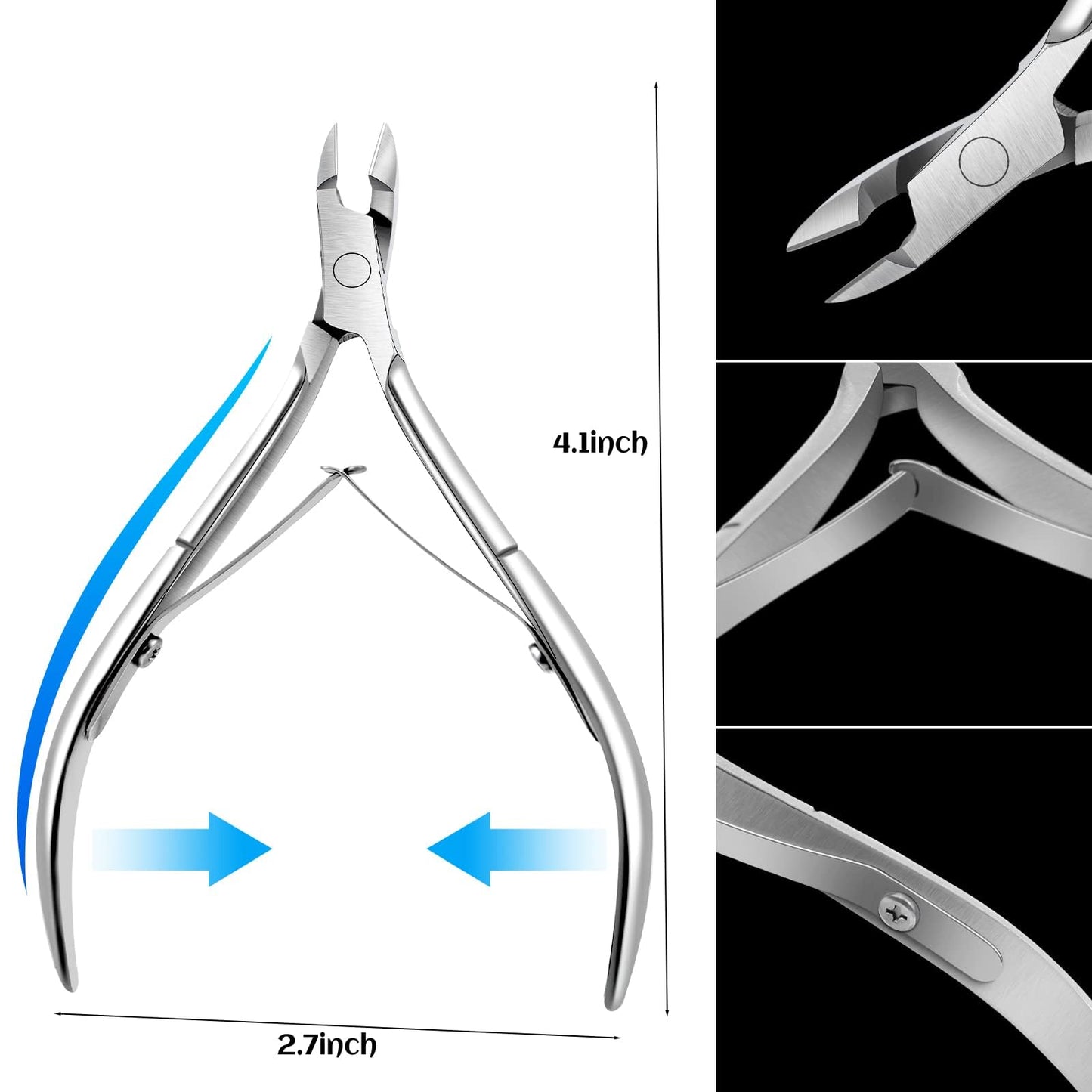 8 Packs Cuticle Trimmer Nippers Stainless Steel Cuticle Trimmer Cutter Pointed Blade Nail Cuticle Dead Skin Clipper Manicure Tool