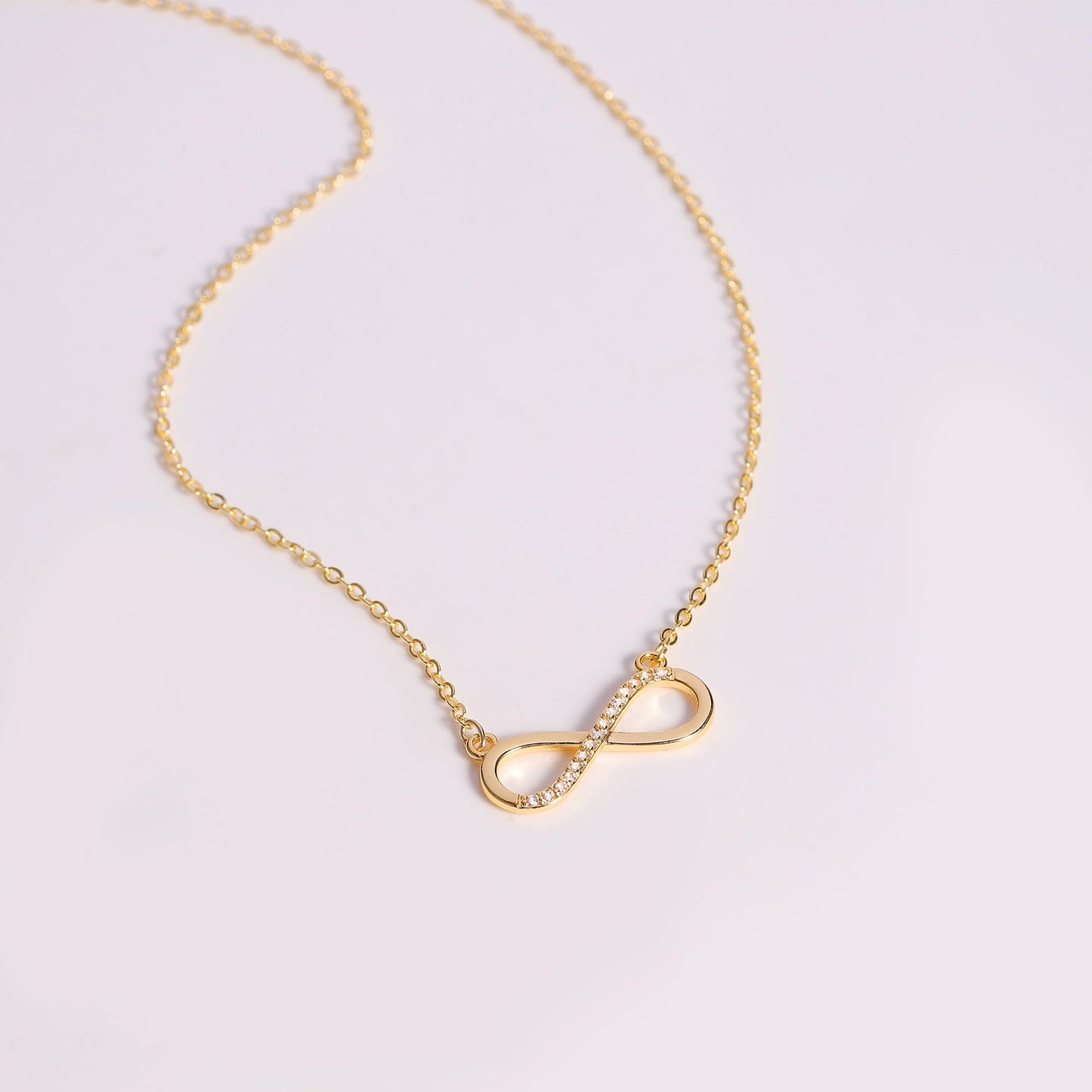 GUOKE Infinity Necklace - 14K Gold Plated Dainty Gold Necklace Simple Jewelry