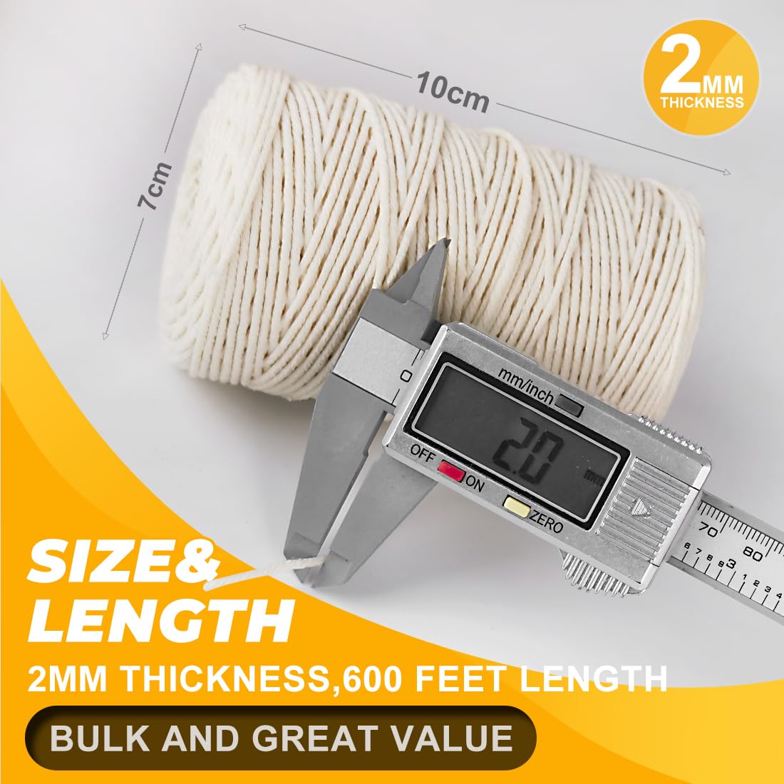 PerkDecor 6,000ft (600ft x 10Rolls) Butchers Twine 2mm Cotton String for Cooking Kitchen Meat Turkey Sausage Roasting Baking Gift Wrapping DIY Crafts Crocheting Knitting