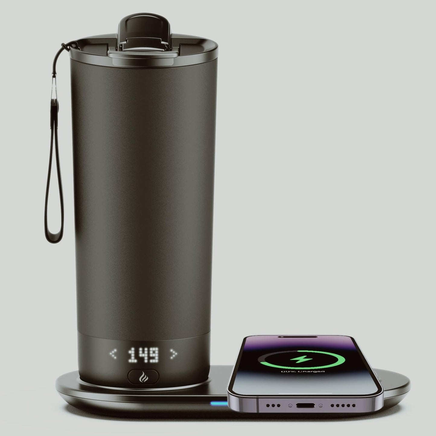 VFZO Temperature Control Heated Travel Mug Smart Self Heating Coffee Mug 20 Oz App Controlled LED Display Coffee Serving Sets Mug Kept at a Constant Temperature for 4-10 Hours (Grey, 20 oz)