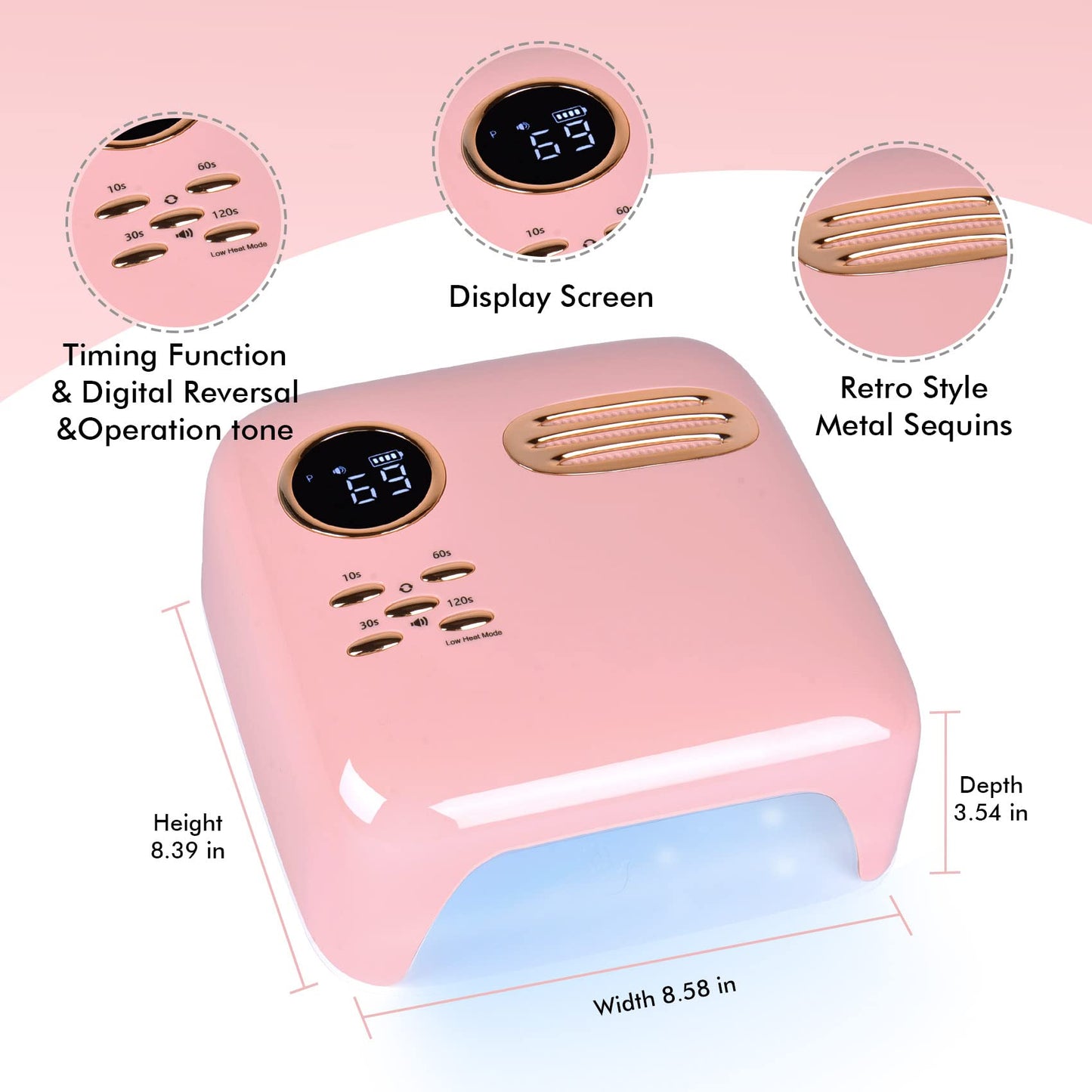 MEECI 72W Gel UV LED Nail Lamp for Gel Polish, Rechargeable Cordless Nail Polish Dryer, 15600mAH Fast Nail Polish Curling Lamp with 4 Timer Setting Automatic Sensor