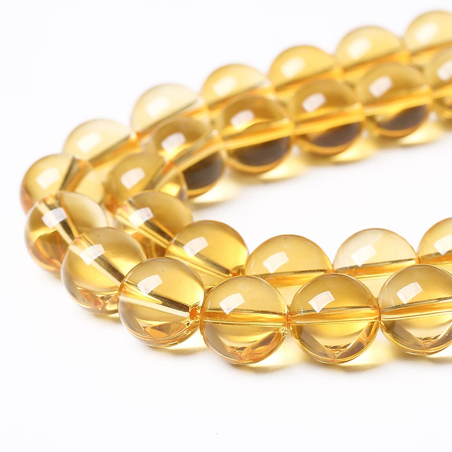 36pcs 10mm 7A Natural Citrine Beads Round Loose Spacer Crystal Energy Healing Power Stone Beads for Jewelry Making DIY Bracelet Necklace Accessories (Citrine, 10mm)