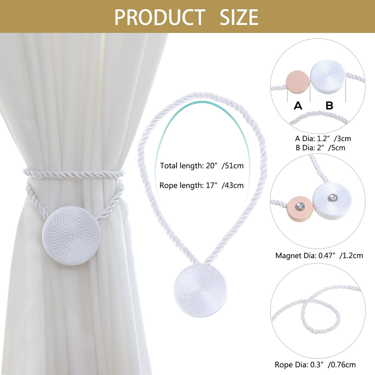 Magnetic Curtain Tiebacks (4 Count)