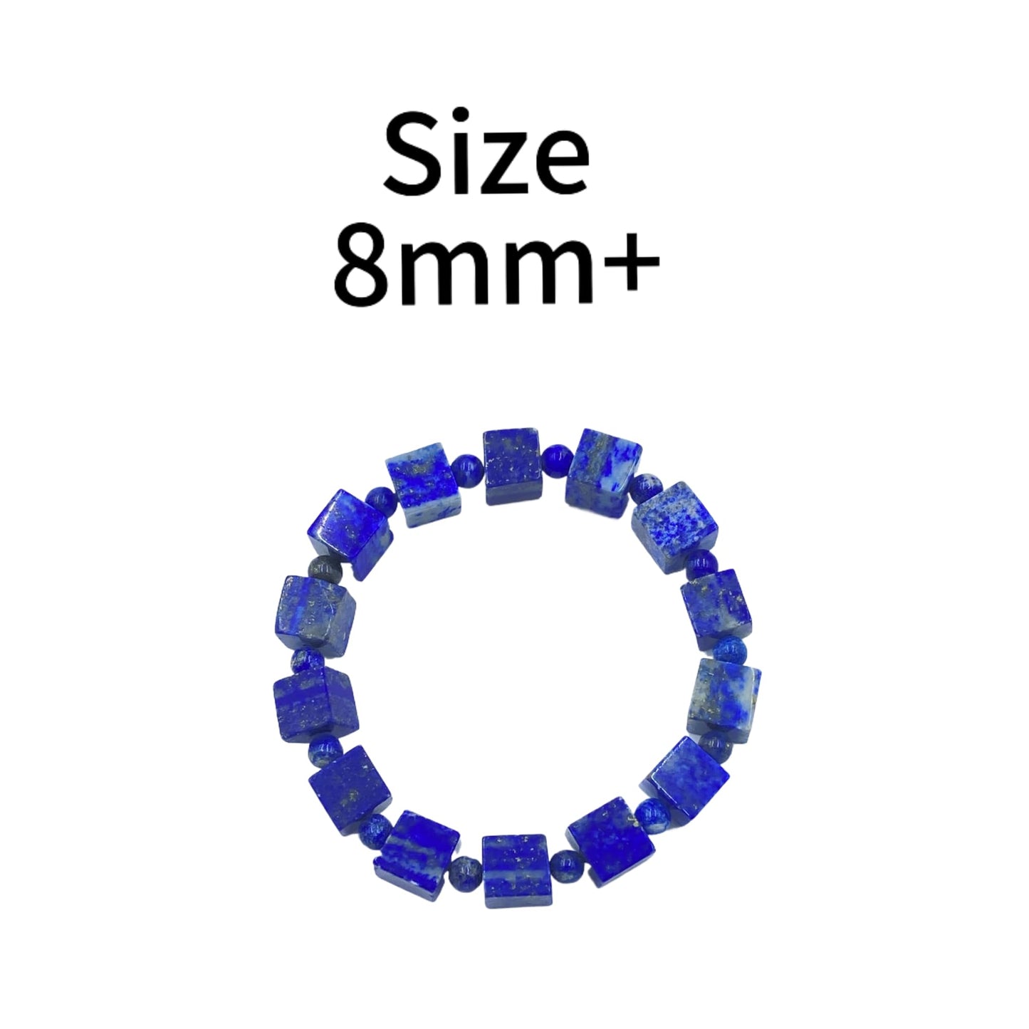 YYANBERICH 8mm Square Lapis Lazuli Bracelet-Natural Stone of Enlightment & Protection Thought Amplifier &Bringing deep peace Emotional Healing (8mm+ Square Lapis Lazuli)