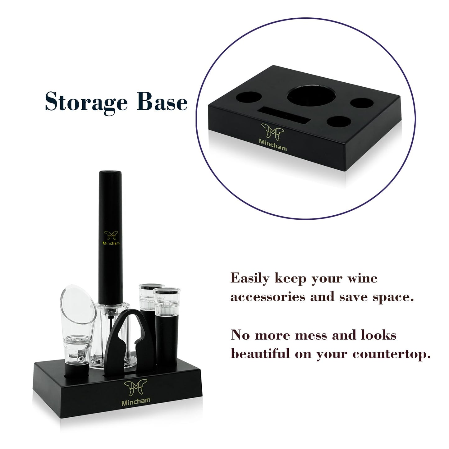 Air Pressure Wine Bottle Opener with Foil Cutter, Wine Aerator Pourer, 2 Vacuum Wine Stoppers, Storage Base (6 PCS), Corkscrew Wine Opener, The Best Wine gifts for Wine Lovers