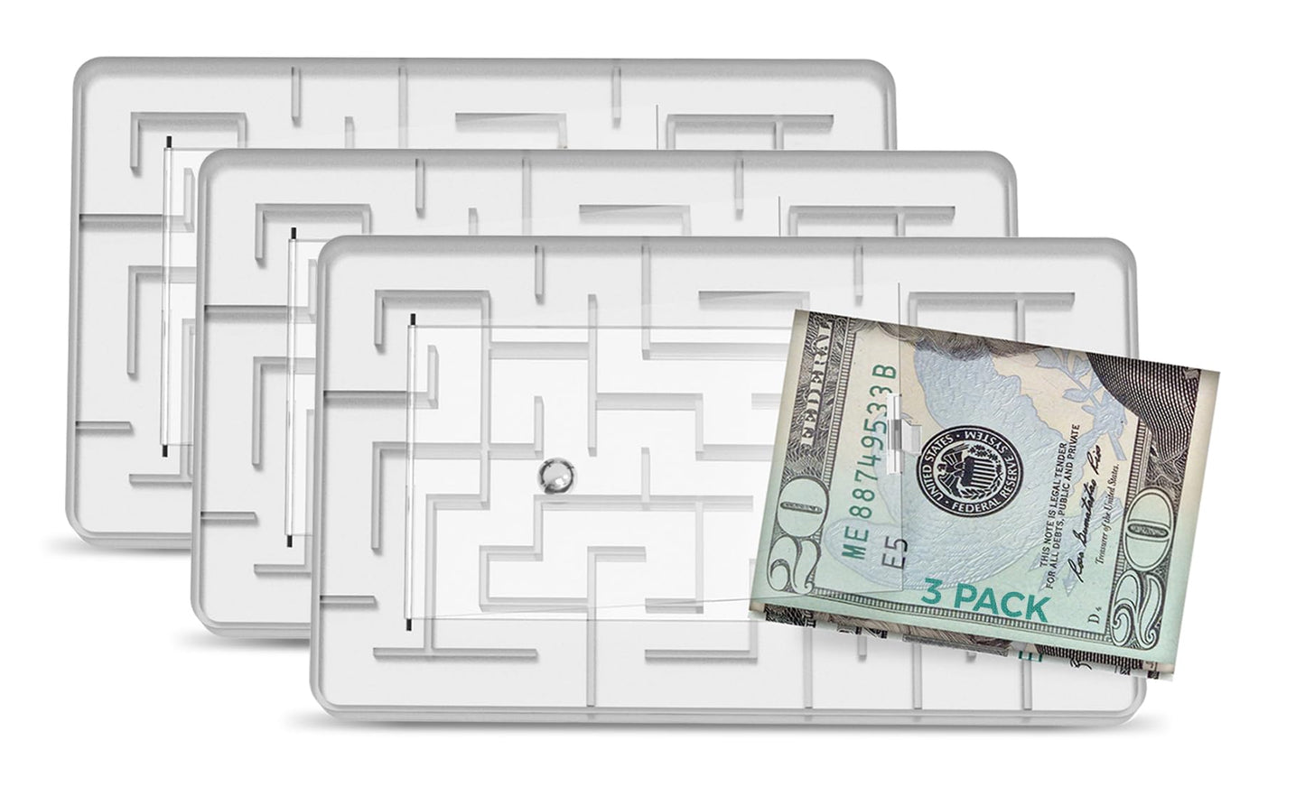 Money Puzzle Box, Money Maze Gift Holder, Fun Way to Give Cash as a Gift - Stocking Stuffers for Kids and Adults (3 Pack)