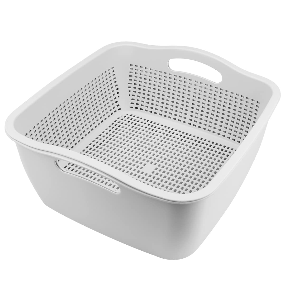 LNQ LUNIQI Double-layer Draining Basket Plastic Fruits Vegetable Washing Basket Food Storage Basket Multi-layer Stackable Vegetable Sinks Wash Drain Basket for Kitchen （Grey）