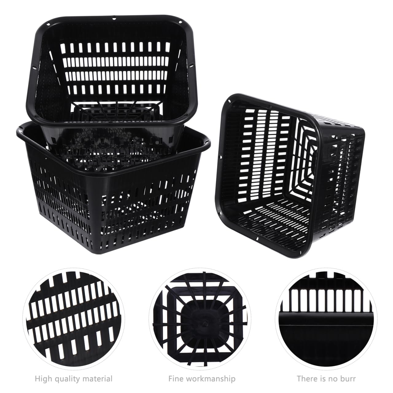 Yardwe 5pcs Plastic Net Cups Garden Slotted Mesh Plant Pots Planting Basket for Hydroponics Aquaponics Orchids