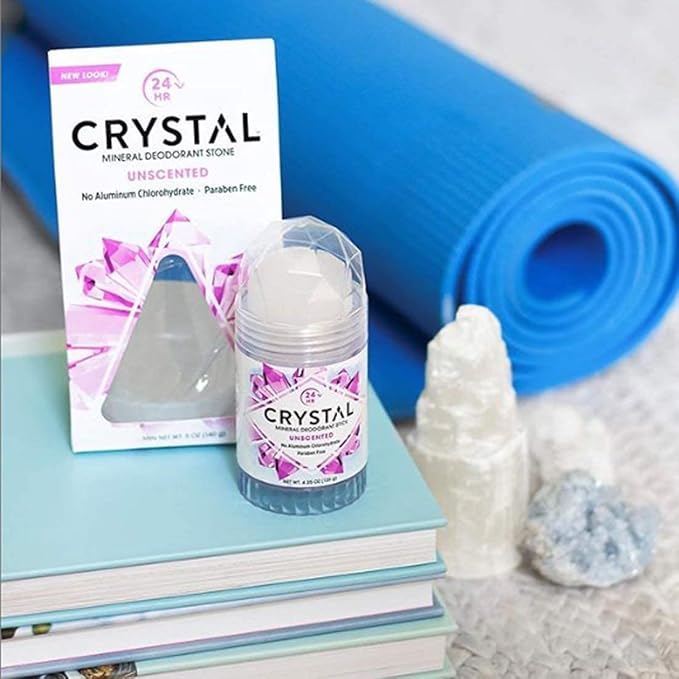 CRYSTAL Mineral Deodorant Stick - Unscented Body Deodorant With 24-Hour Odor Protection, Non-Staining & Non-Sticky, Aluminum Chloride & Paraben Free, 4.25 oz, (2 Pack) (Packaging May Vary)