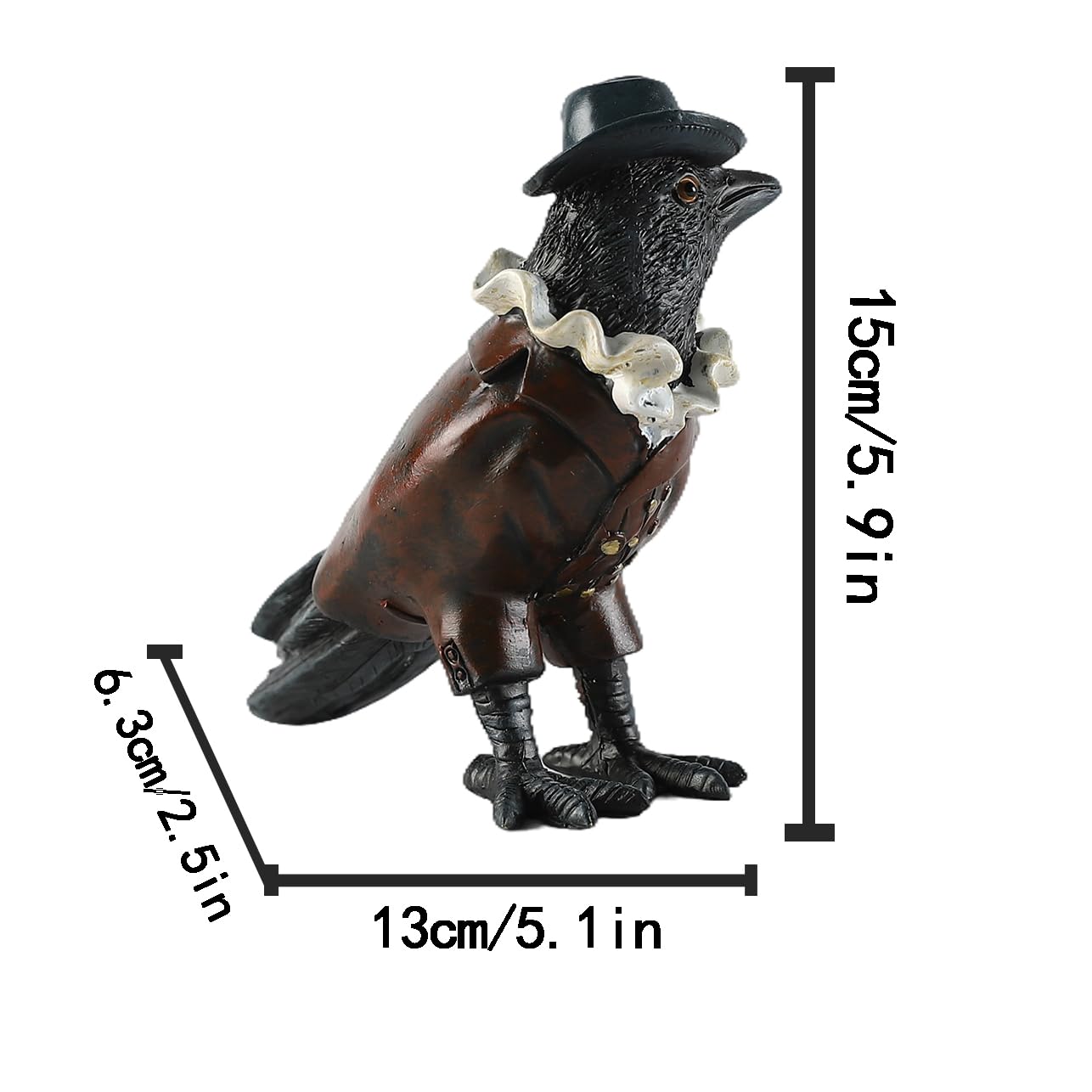 JOOMBE Crow Garden Statue,Western Style Halloween Decor, Collectible Hand-Painted Crow Sculpture,Indoor Home Decor