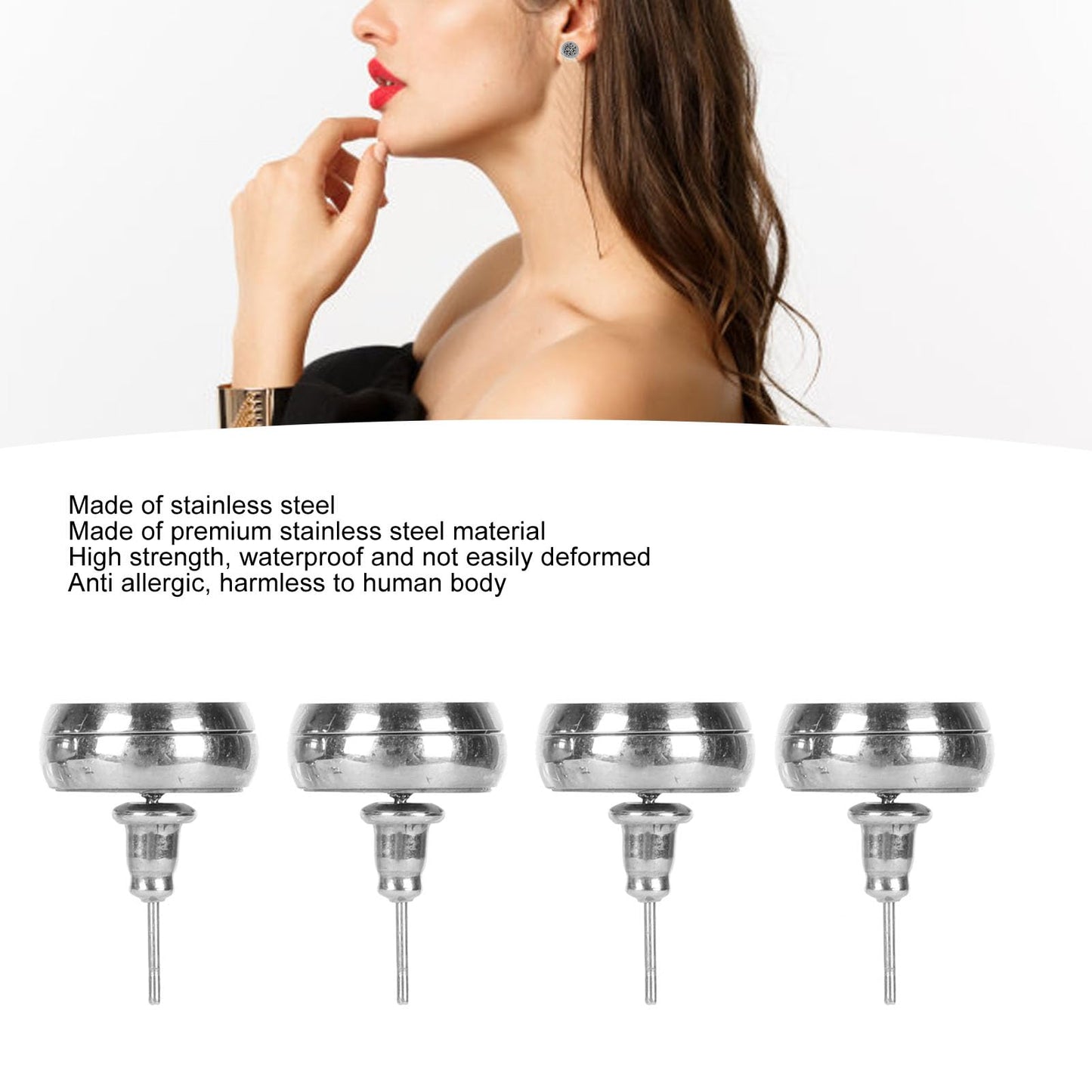 Women Aromatherapy Earrings, 2 Pairs Round Shape Hand Crafted Stainless Steel Essential Oil Diffuser Earrings Essential Oil Stud Earrings for Daily Wear Meditation