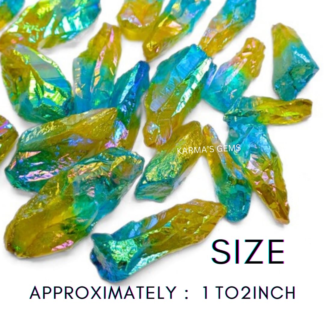 Crystals, Rocks, Jade, Crystals and Healing Stones, Witchcraft Supplies, Healing Crystals, Stones, Healing Stones, Rock Collection, Agate, Raw Stones (Yellow-Aqua Aura Quartz, 2 Pcs)