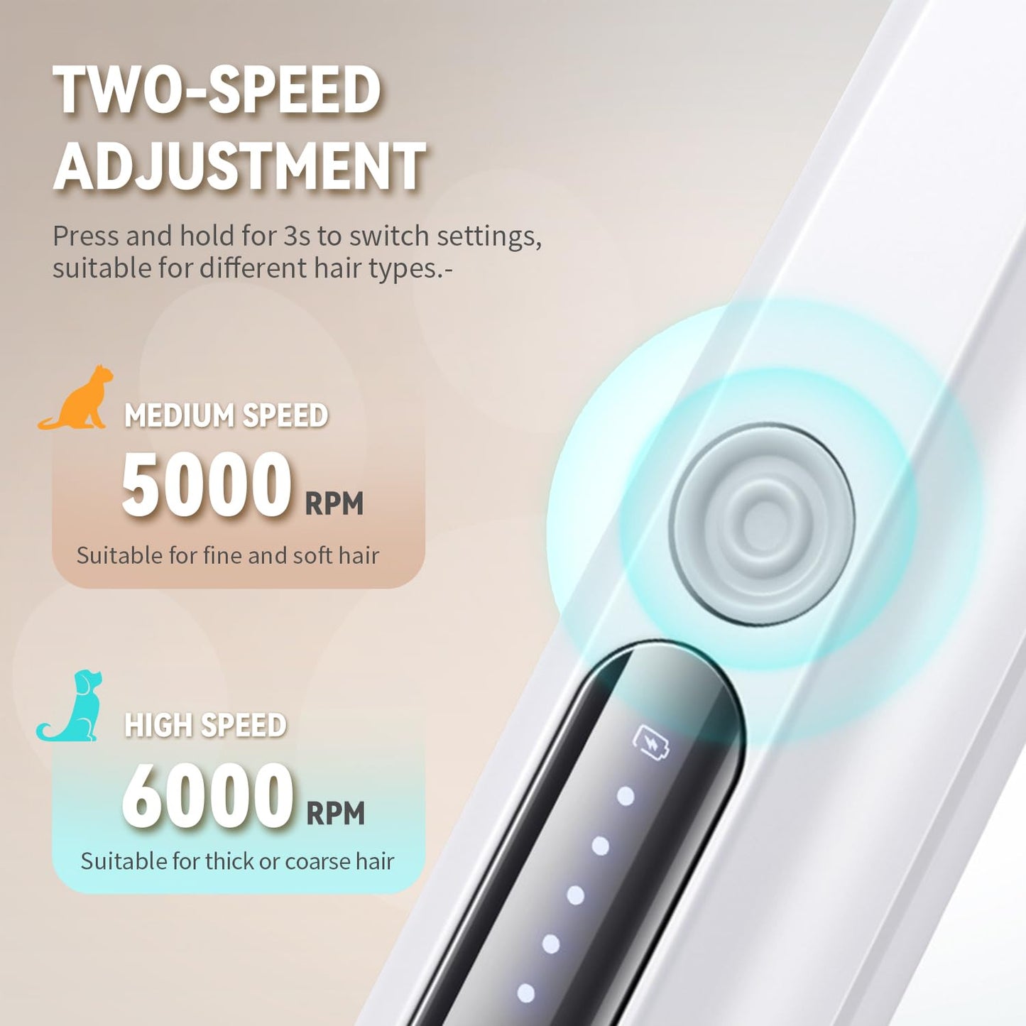 MOONEON 2026 New Pet Precision Trimmer, Dog Paw Trimmer with LED Light, Low Noise, IP68 Waterproof, Dual-Speed Motor, Suit for Trimming Paw, Ear, Face, Butt, Eyebrows, USB Rechageble