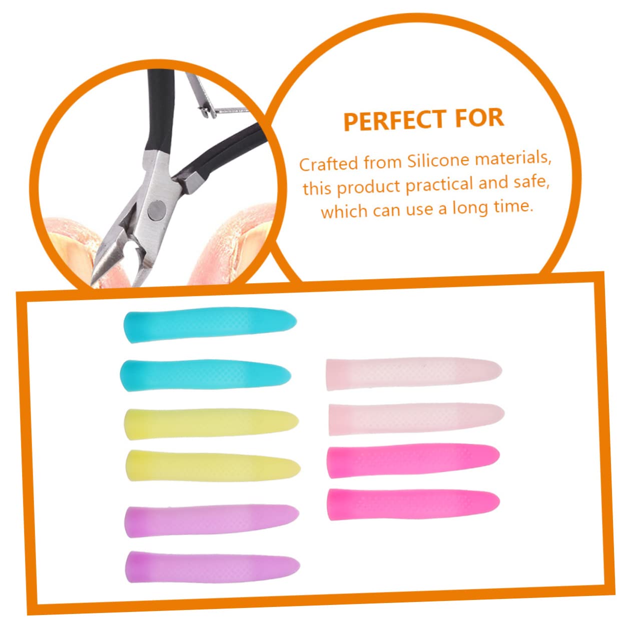 DOITOOL Silicone Anti-Slip Handle Covers for Cuticle Scissors Nail Trimmer Sleeves 6 Pairs Comfortable Grip Protective Nail Art Accessories for Manicure Tools