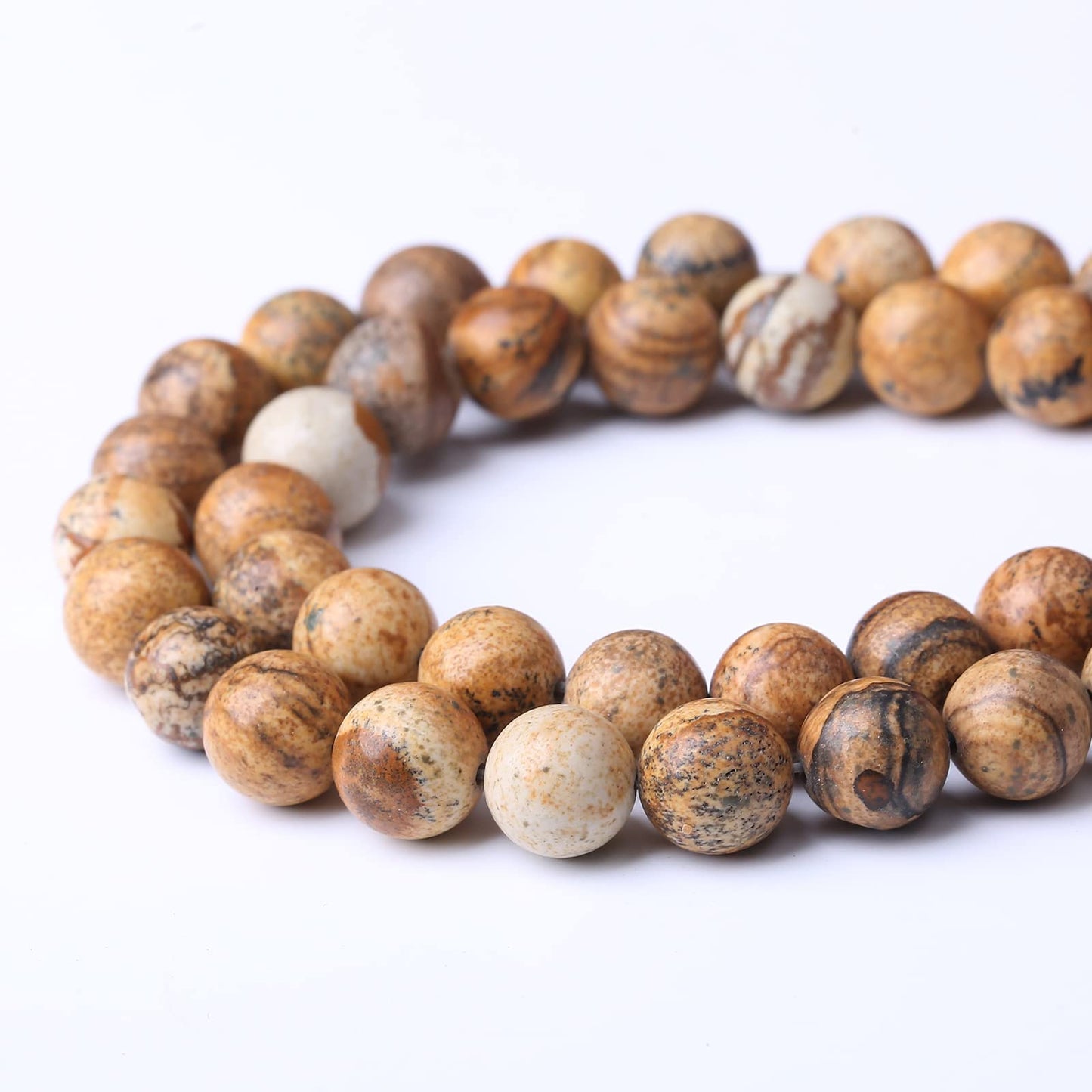 90PCS 4MM Pictures Jaspers Stone Beads Natural Gemstone Bead Crystal Healing Energy Jewelry Making DIY 15 inches