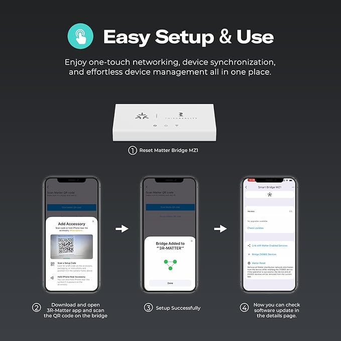THIRDREALITY Smart Bridge MZ1 -Zigbee to Matter Connectivity, Compatible with Google Home, Apple Home, SmartThings, Home Assistant etc.